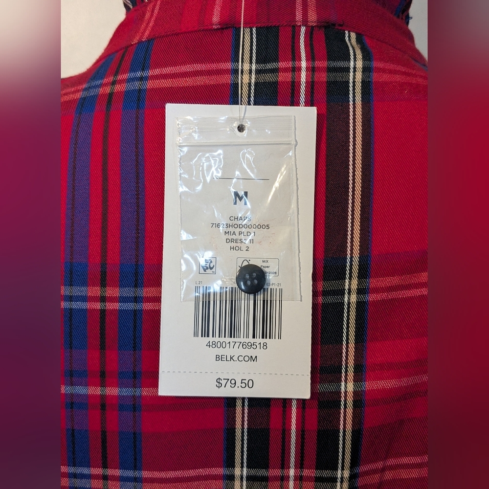 CHAPS NWT Tartan Plaid Drawstring Waist Maxi Dress - Picture 10 of 16